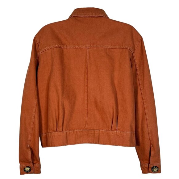 Free People Eisenhower Denim Jacket Boxy Fit Terracotta Orange Small - Picture 13 of 15